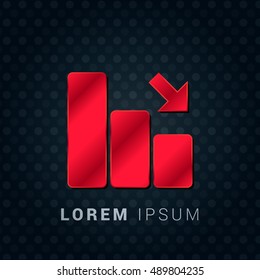 Los Graph Red chromium precious metallic 3D Icon / Logo Design