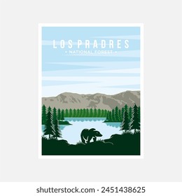 Los Pradres National Forest poster vector illustration design