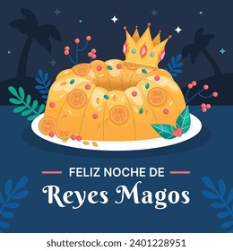 Los Reyes Magos ( Translation - Three Wise Men ). Happy epiphany day. January 6. Nativity of Jesus. Cartoon Vector illustration Template design for Poster, Banner, Flyer, Greeting, Card, Cover, Post.