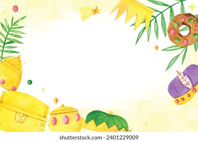 Los Reyes Magos ( Translation - Three Wise Men ). Happy epiphany day. January 6. Nativity of Jesus. Cartoon Vector illustration Template design for Poster, Banner, Flyer, Greeting, Card, Cover, Post.