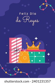 Los Reyes Magos ( Translation - Three Wise Men ). Happy epiphany day. January 6. Nativity of Jesus. Cartoon Vector illustration Template design for Poster, Banner, Flyer, Greeting, Card, Cover, Post.