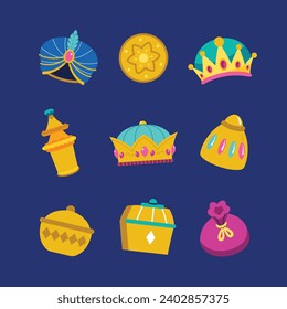 Los Reyes Magos ( Translation - Three Wise Men ). Happy epiphany day. January 6. Nativity of Jesus. Vector illustration decorative elements for Poster, Banner, Flyer, Greeting, Card, Cover, Post.