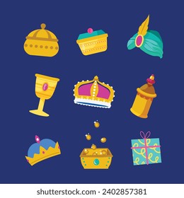 Los Reyes Magos ( Translation - Three Wise Men ). Happy epiphany day. January 6. Nativity of Jesus. Vector illustration decorative elements for Poster, Banner, Flyer, Greeting, Card, Cover, Post.