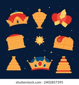 Los Reyes Magos ( Translation - Three Wise Men ). Happy epiphany day. January 6. Nativity of Jesus. Vector illustration decorative elements for Poster, Banner, Flyer, Greeting, Card, Cover, Post.