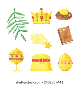 Los Reyes Magos ( Translation - Three Wise Men ). Happy epiphany day. January 6. Nativity of Jesus. Vector illustration decorative elements for Poster, Banner, Flyer, Greeting, Card, Cover, Post.