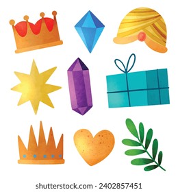 Los Reyes Magos ( Translation - Three Wise Men ). Happy epiphany day. January 6. Nativity of Jesus. Vector illustration decorative elements for Poster, Banner, Flyer, Greeting, Card, Cover, Post.