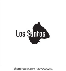 Mapa de Los Santos y diseño de letras negras sobre fondo blanco