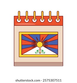 losar tibetan new year calendar isolated