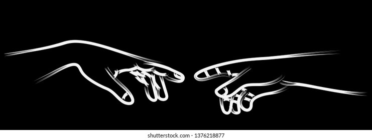 Lose up of human hands touching with fingers, vector illustration.