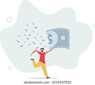 Lose money investment in financial crisis, profit and loss in business or deflation and inflation concept.flat design with people.