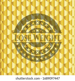 Lose Weight gold emblem. Scales pattern. Vector Illustration. Detailed.