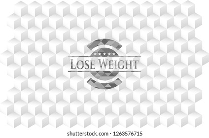 Lose Weight grey emblem. Vintage with geometric cube white background