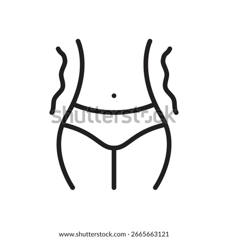 Lose weight line icon. Weight loss symbol. Toned body sign. Vector illustration. Flat design. Editable stroke. Isolated on a white background.
