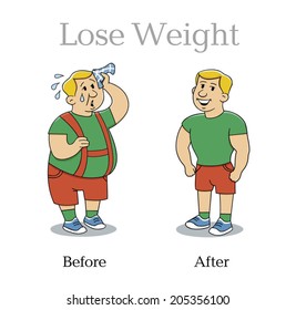 Lose weight man. Vector illustration