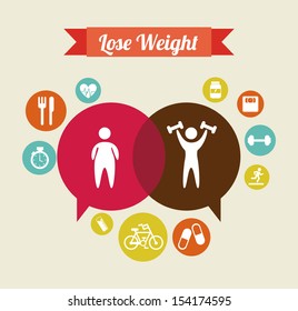 lose weight over  beige background  vector illustration