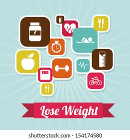 lose weight over blue background  vector illustration