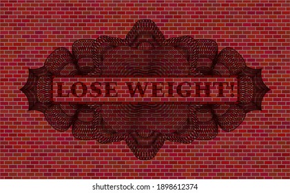 Lose Weight! text inside Guilloche brick stone wall badge. Tiles handsome background. Vector illustration. 