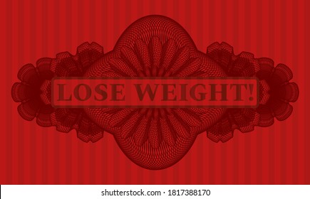 Lose Weight! text inside Linear red color realistic badge. Bars graceful background. Vector illustration. 