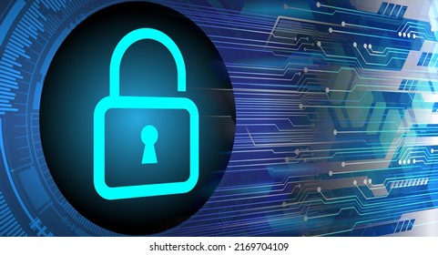 losed Padlock on digital background, cyber security