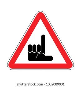 Loser Attention. Unsuccessful man is prohibited. Red triangle road sign Caution! failure