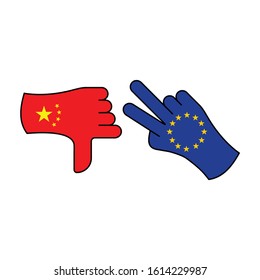 loser china, victory eu color icon on white background