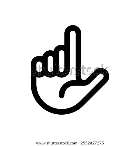 Loser hand gesture. Editable stroke vector icon on white background.