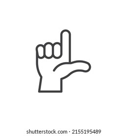 Loser Hand Sign Line Icon. Linear Style Sign For Mobile Concept And Web Design. Loser Gesture Outline Vector Icon. Symbol, Logo Illustration. Vector Graphics