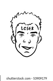 Loser on forehead boy