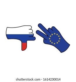 loser russia, victory eu color icon on white background