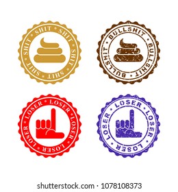 Loser and shit stamp for documents. Official boss Answer template for office. 