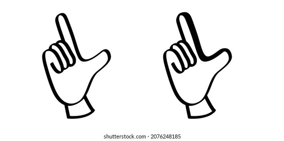 Loser Symbol. Hand Gesture Letter L, Sorry, You Are No Winner. Drawing Vector Cartoon, Comic Losers Icon Or Pictogram. Business, Fear Of Failure Concept.