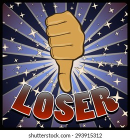 loser thumbs down vector illustration