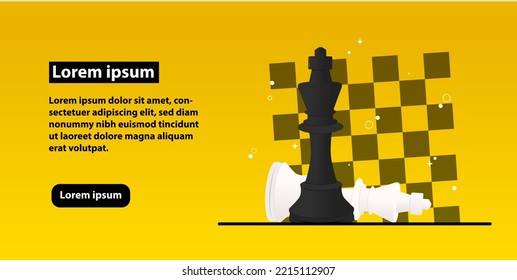 The Loser White Queen chess figure in competition success play. Chess Tournament vector banner design. Vector illustration