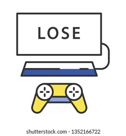 Losing game color icon. Game over. Esports gameplay. Gaming session end. Isolated vector illustration