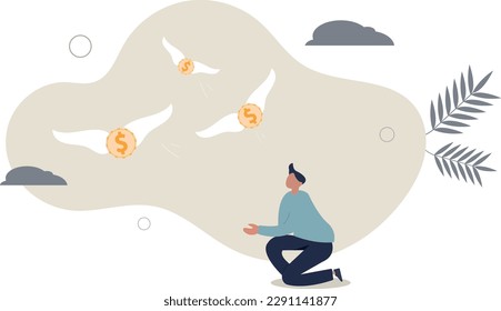 Losing money from business failure or investment mistake, tax or debt problem, bankruptcy or economic crisis or recession concept.flat vector illustration.