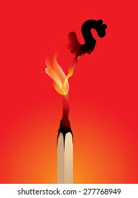 Losing money, Matchstick burning, risk, finance, Vector illustration
