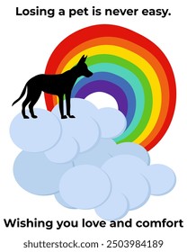 Losing a pet is never easy. Sympathy card for dog loss, kind phrase with condolences vector illustration
