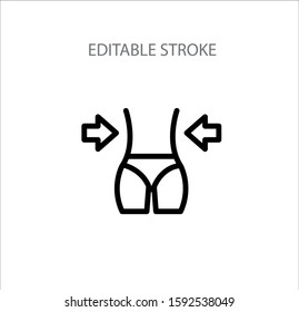  Losing weight, slim, body correction, fitness black line simple icon.Editable stroke.