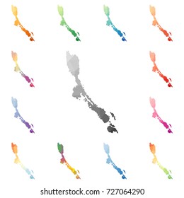 Losinj geometric polygonal, mosaic style island maps collection. Bright abstract tessellation, low poly style, modern design. Losinj polygonal maps for your infographics or presentation.