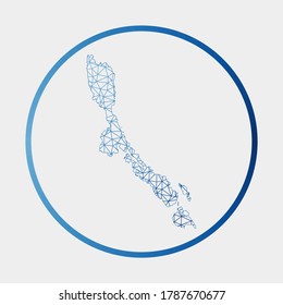 Losinj icon. Network map of the island. Round Losinj sign with gradient ring. Technology, internet, network, telecommunication concept. Vector illustration.