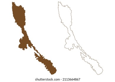 Losinj island (Republic of Croatia, Dalmatian Archipielago, Adriatic Sea) map vector illustration, scribble sketch Lošinj map