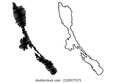 Losinj island (Republic of Croatia, Dalmatian Archipielago, Adriatic Sea) map vector illustration, scribble sketch Lošinj map