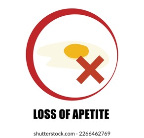 Loss of apetite, symptom symbol in red circle.