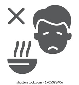 Loss of appetite glyph icon, diet and covid-19, coronavirus symptom sign, vector graphics, a solid icon on a white background, eps 10