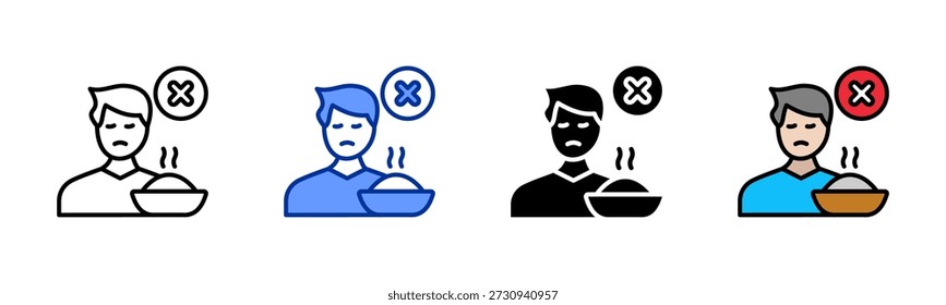 Loss Appetite icon set multiple style collection
