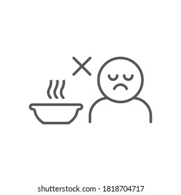 Loss of appetite line icon, diet and covid-19, coronavirus symptom sign, vector graphics, a linear icon on a white background, eps 10