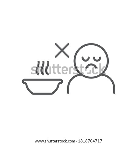 Loss of appetite line icon, diet and covid-19, coronavirus symptom sign, vector graphics, a linear icon on a white background, eps 10