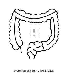 pérdida del vector del icono de la línea de síntomas de la enfermedad de control intestinal. signo de síntoma de la pérdida de control intestinal. símbolo de contorno aislado ilustración negra