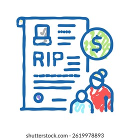 loss of breadwinner allowance doodle icon sketch vector. loss of breadwinner allowance sign. isolated symbol illustration