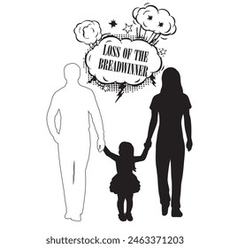 Loss of the breadwinner in the family. Vector illustration